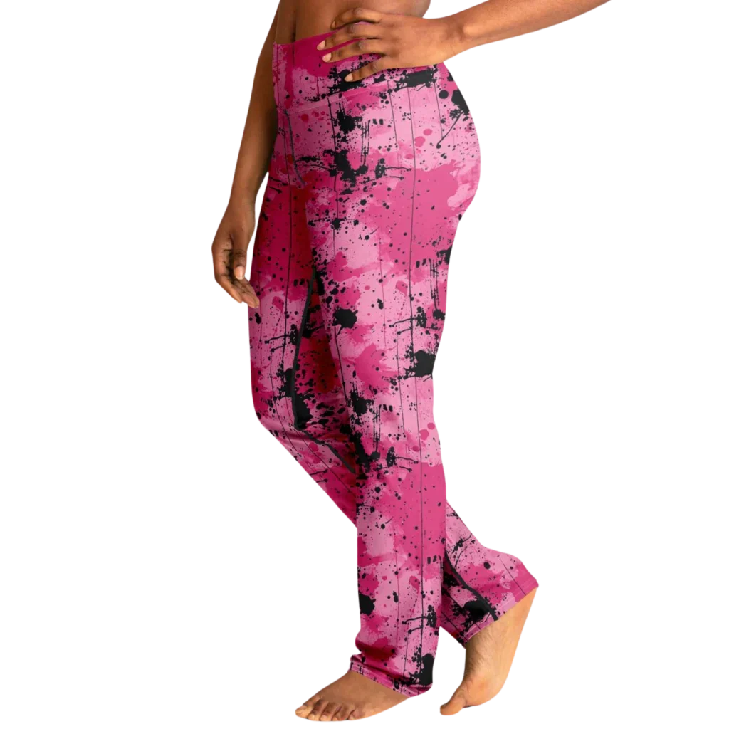 WATERCOLOR PINK FLARE YOGA LEGGINGS – CELESTIAL WIDE LEG