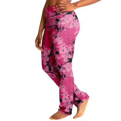 WATERCOLOR PINK FLARE YOGA LEGGINGS – CELESTIAL WIDE LEG