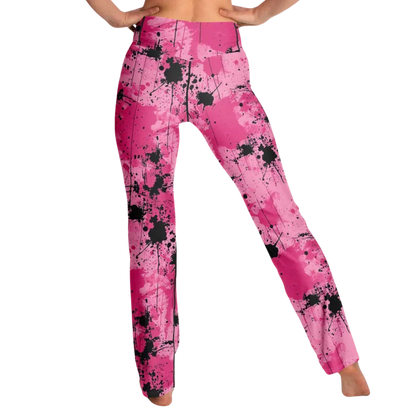 WATERCOLOR PINK FLARE YOGA LEGGINGS – CELESTIAL WIDE LEG