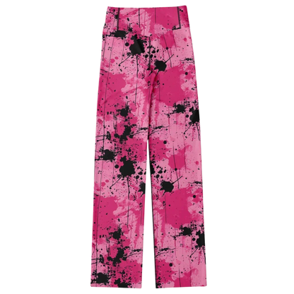 WATERCOLOR PINK FLARE YOGA LEGGINGS – CELESTIAL WIDE LEG