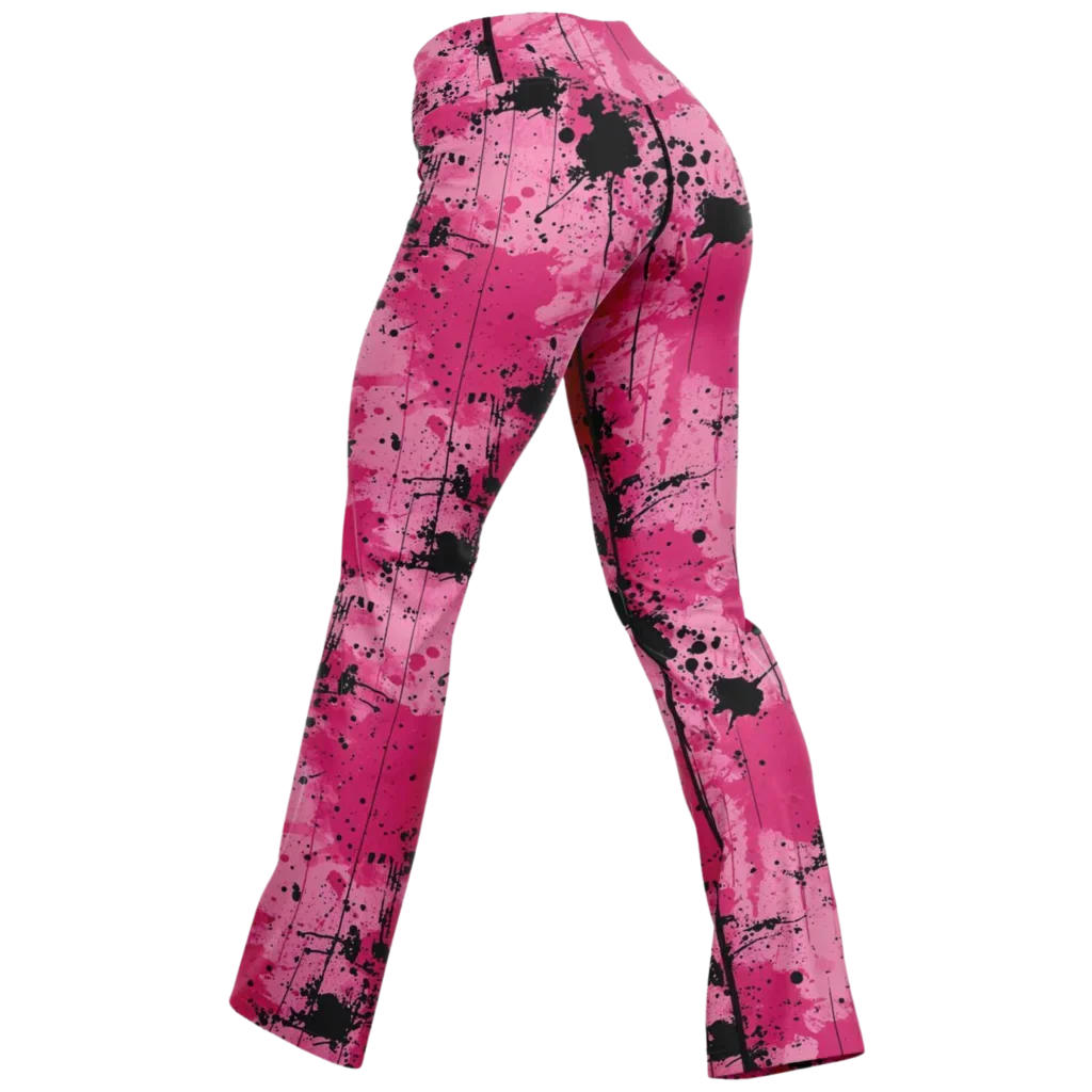 WATERCOLOR PINK FLARE YOGA LEGGINGS – CELESTIAL WIDE LEG