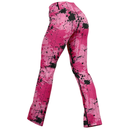 WATERCOLOR PINK FLARE YOGA LEGGINGS – CELESTIAL WIDE LEG