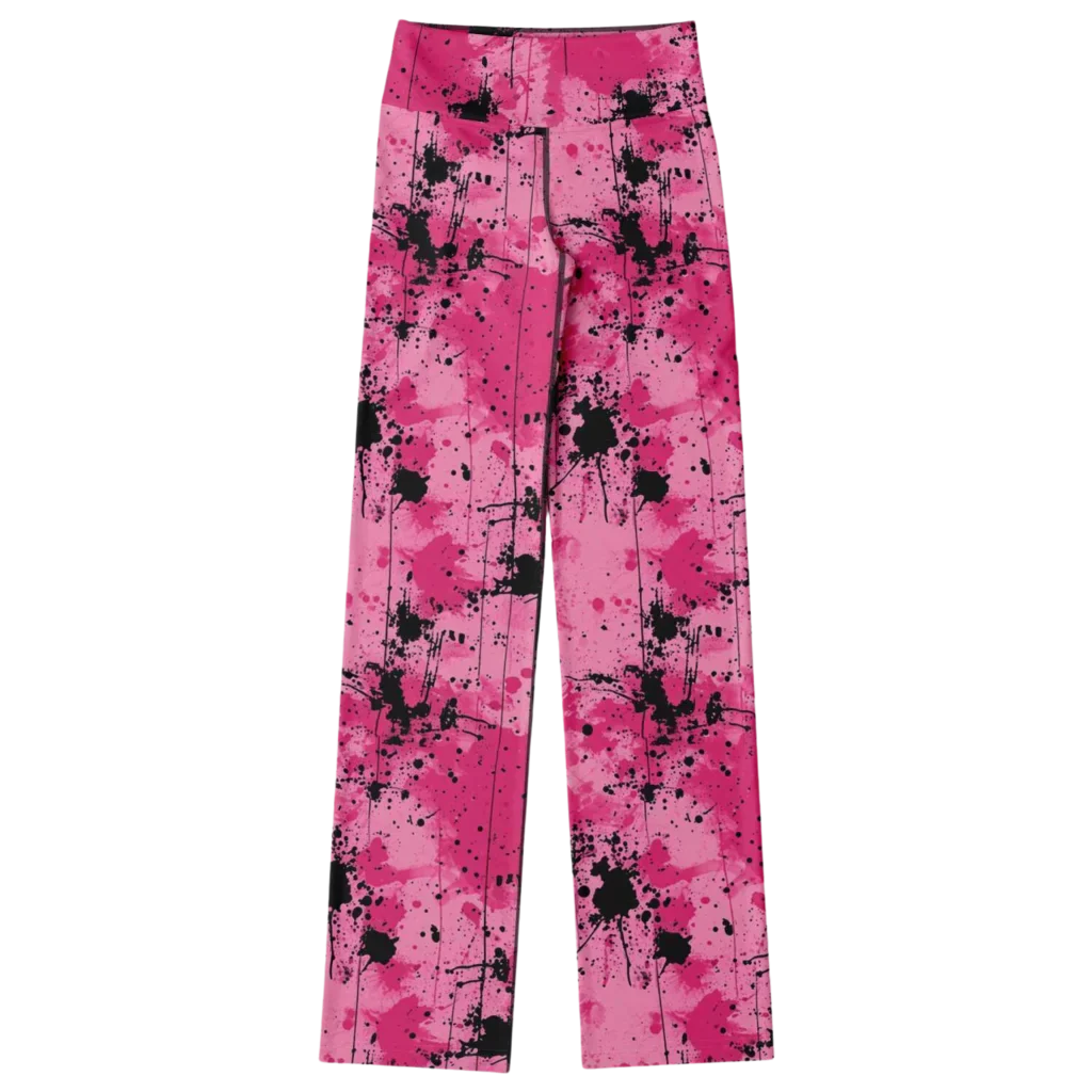 WATERCOLOR PINK FLARE YOGA LEGGINGS – CELESTIAL WIDE LEG