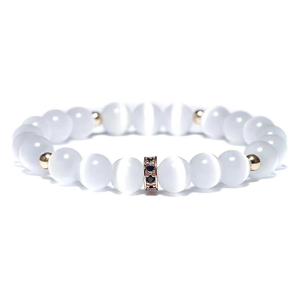 WHITE OPAL GEMSTONE BRACELET FOR SPIRITUAL HEALING & BALANCE - Rose Gold - Bracelet