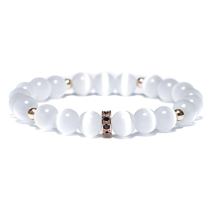 WHITE OPAL GEMSTONE BRACELET FOR SPIRITUAL HEALING & BALANCE - Rose Gold - Bracelet