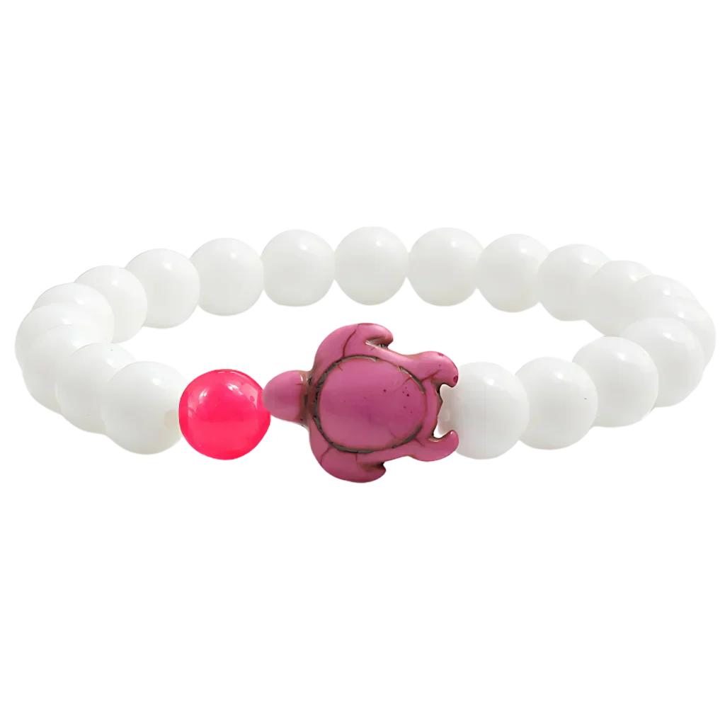 WHITE PORCELAIN TURTLE GEMSTONE BRACELET – BOHO STYLE - Rose - Bracelet