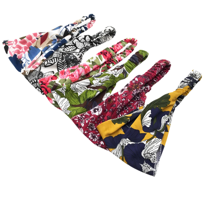 Wide Boho Headbands With Floral Print For Women