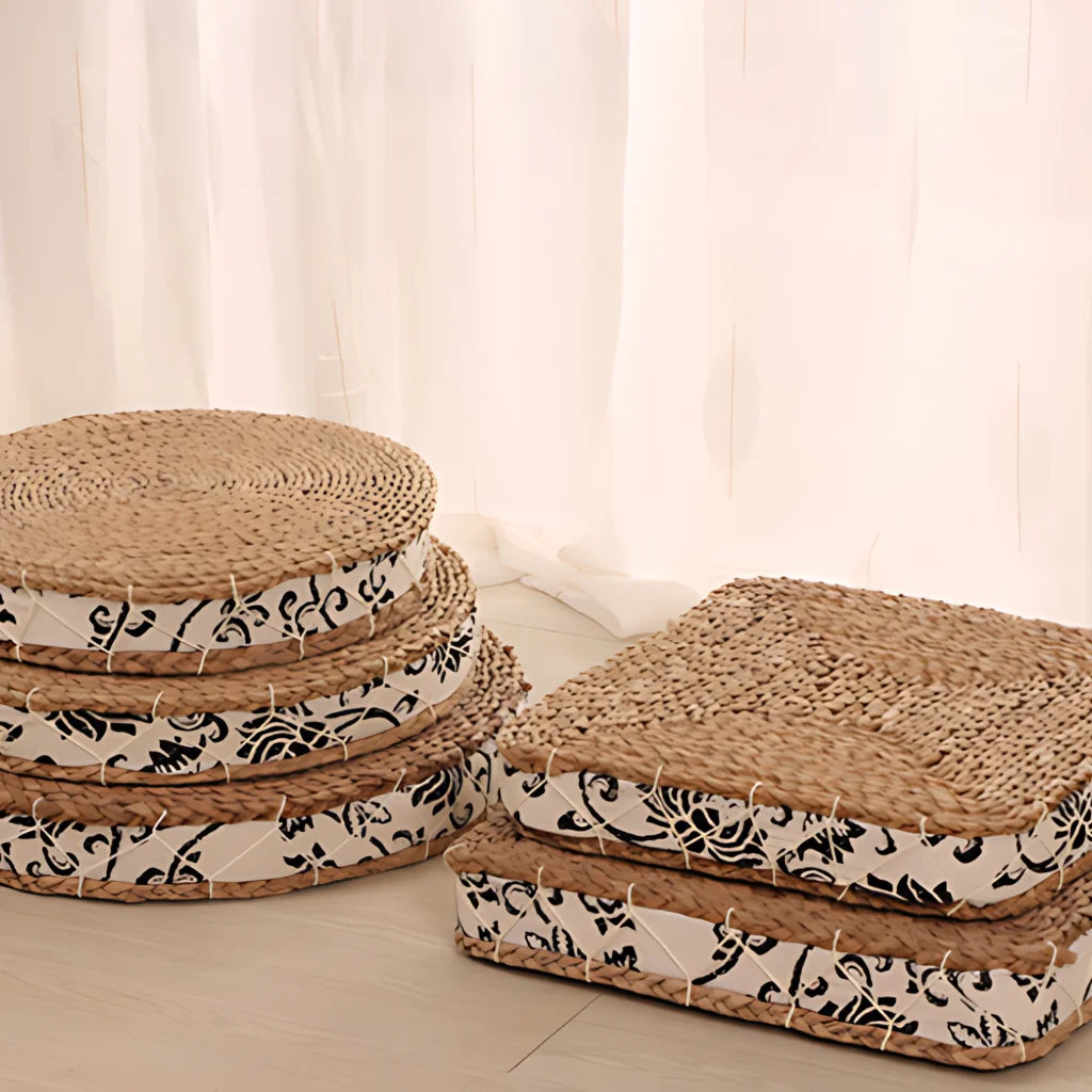 Woven Floor Ottoman Cushion For Relaxed Ritual Seating