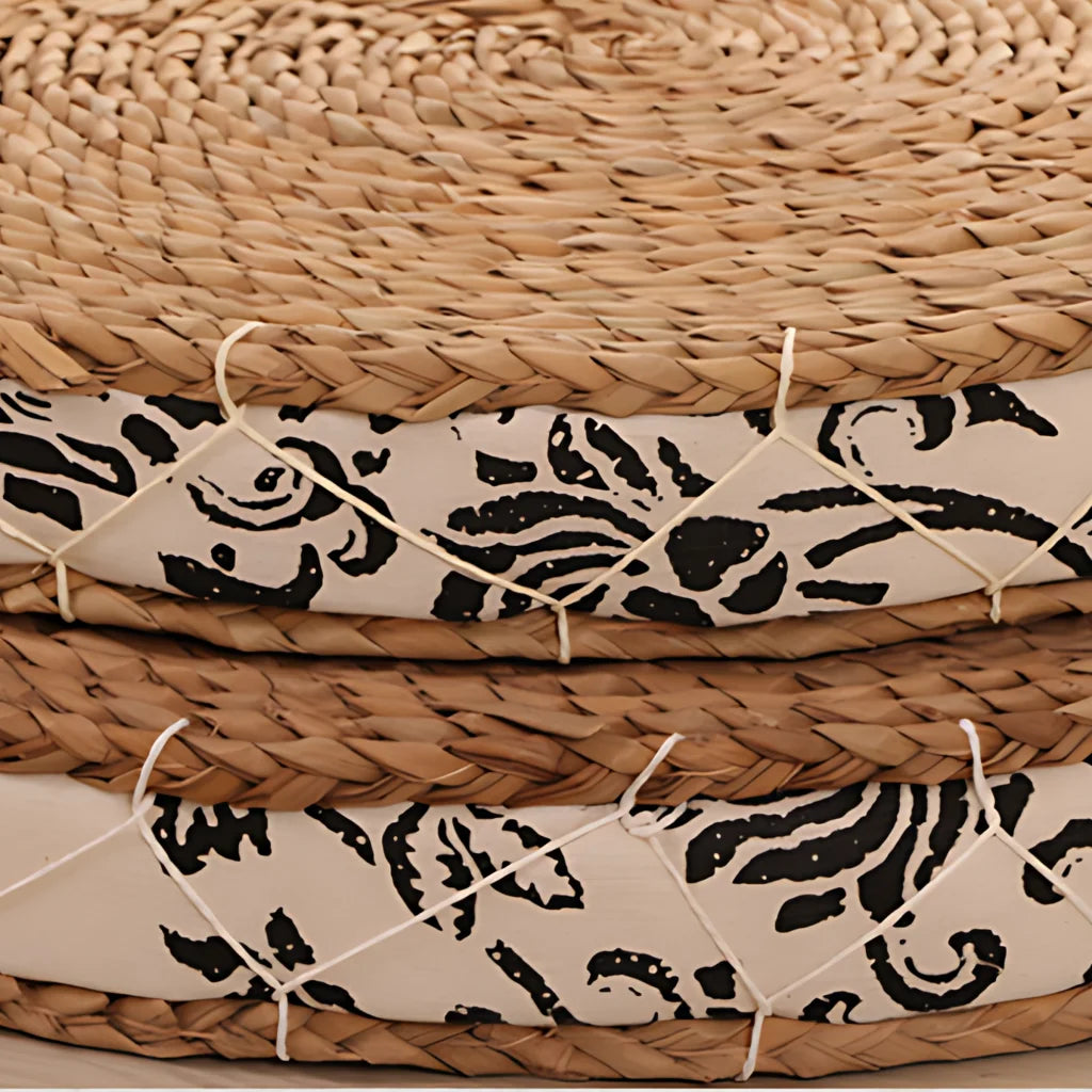 Woven Floor Ottoman Cushion For Relaxed Ritual Seating