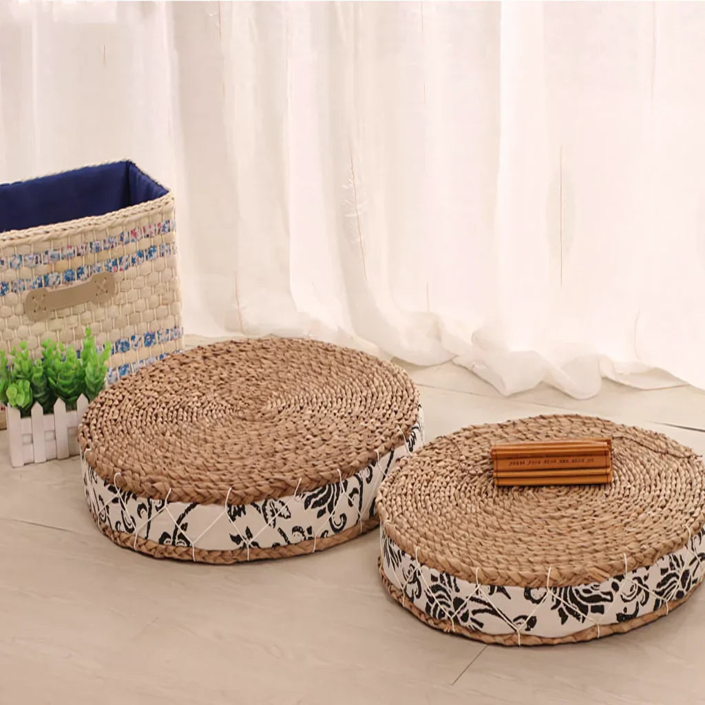 Woven Floor Ottoman Cushion For Relaxed Ritual Seating - Circular / 40x40cm