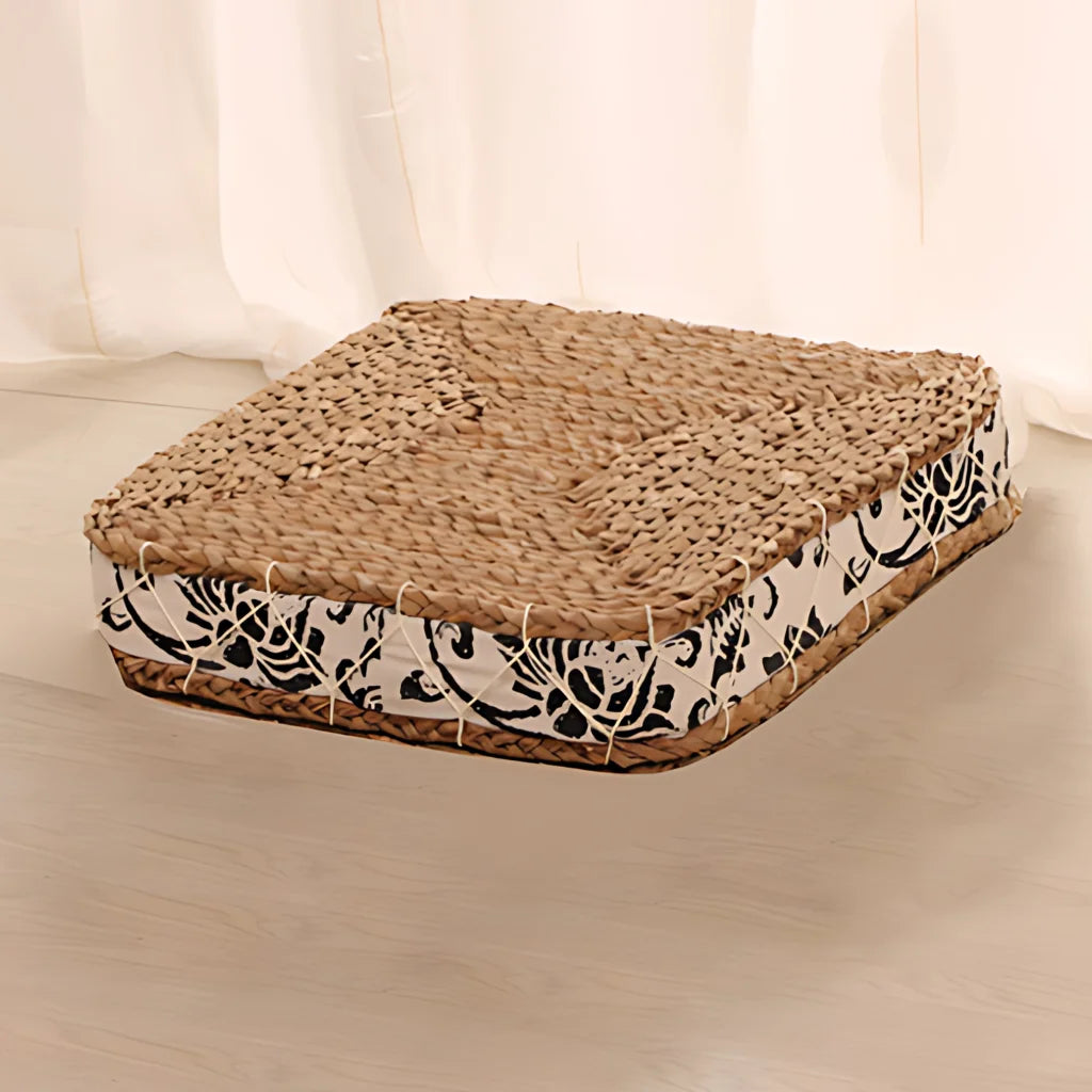 Woven Floor Ottoman Cushion For Relaxed Ritual Seating - Square / 40x40cm