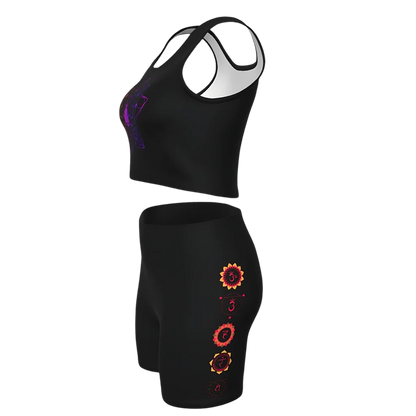 YOGA IN LOTUSES & CHAKRA DESIGN YOGA OUTFIT SET - yoga