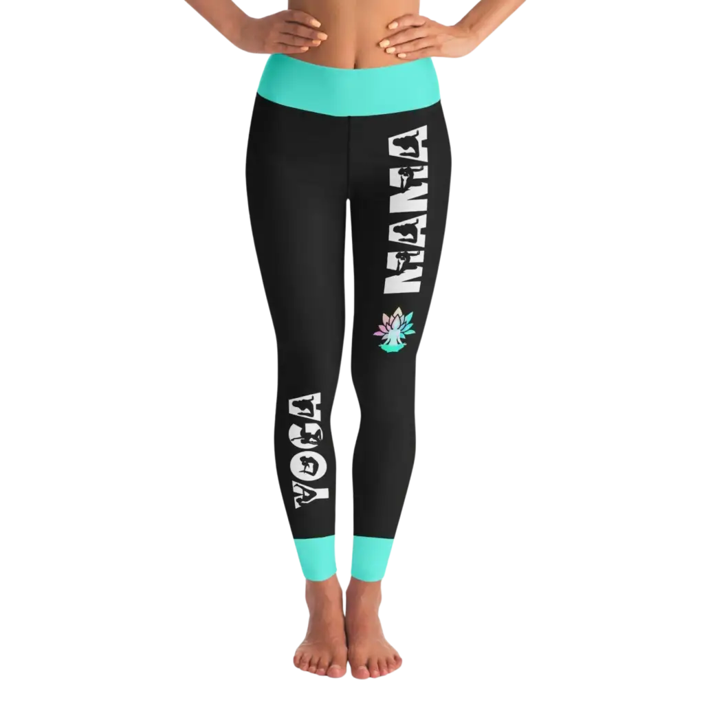 YOGA MAMA SEAFOAM GREEN LEGGINGS - XS - Yoga Leggings - AOP