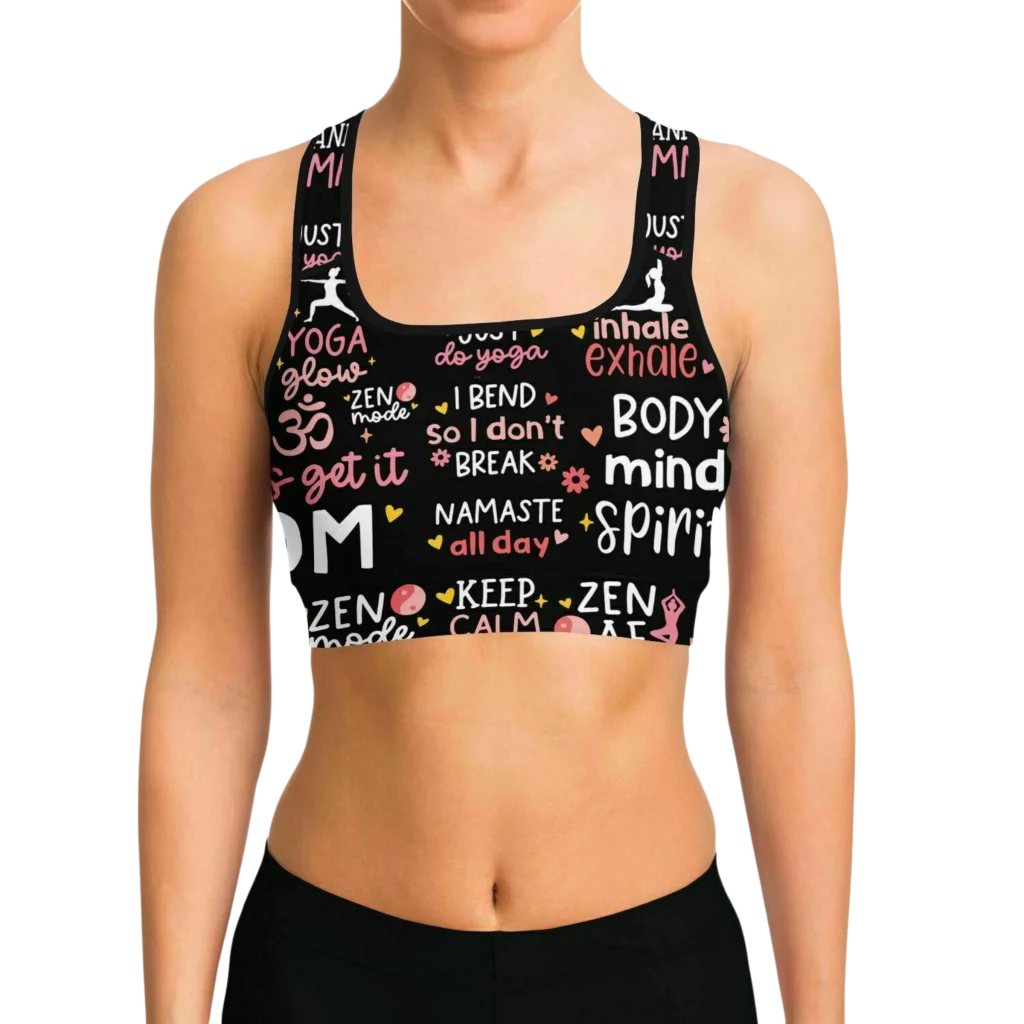 YOGA QUOTE SPORTS BRA - Sports Bra - AOP