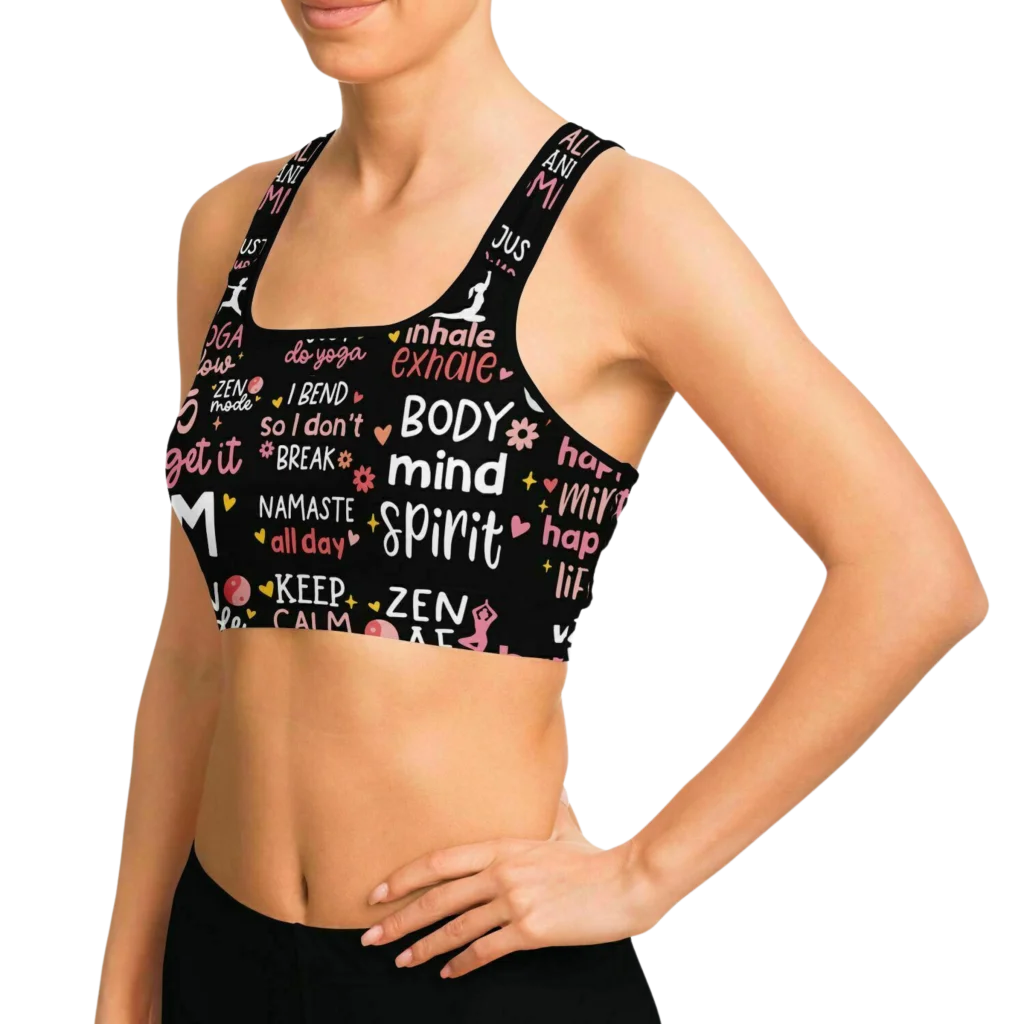 YOGA QUOTE SPORTS BRA - Sports Bra - AOP