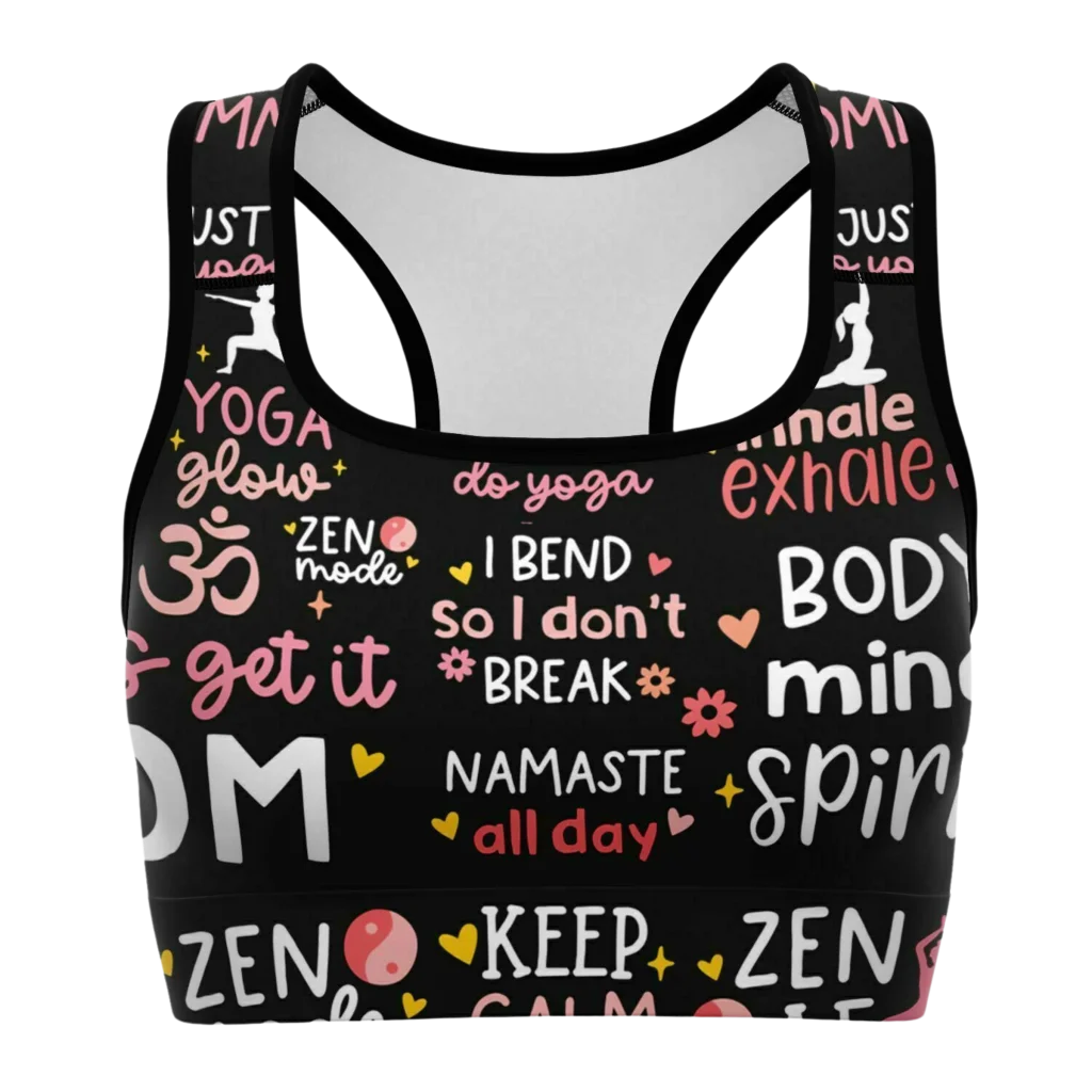 YOGA QUOTE SPORTS BRA - XS - Sports Bra - AOP