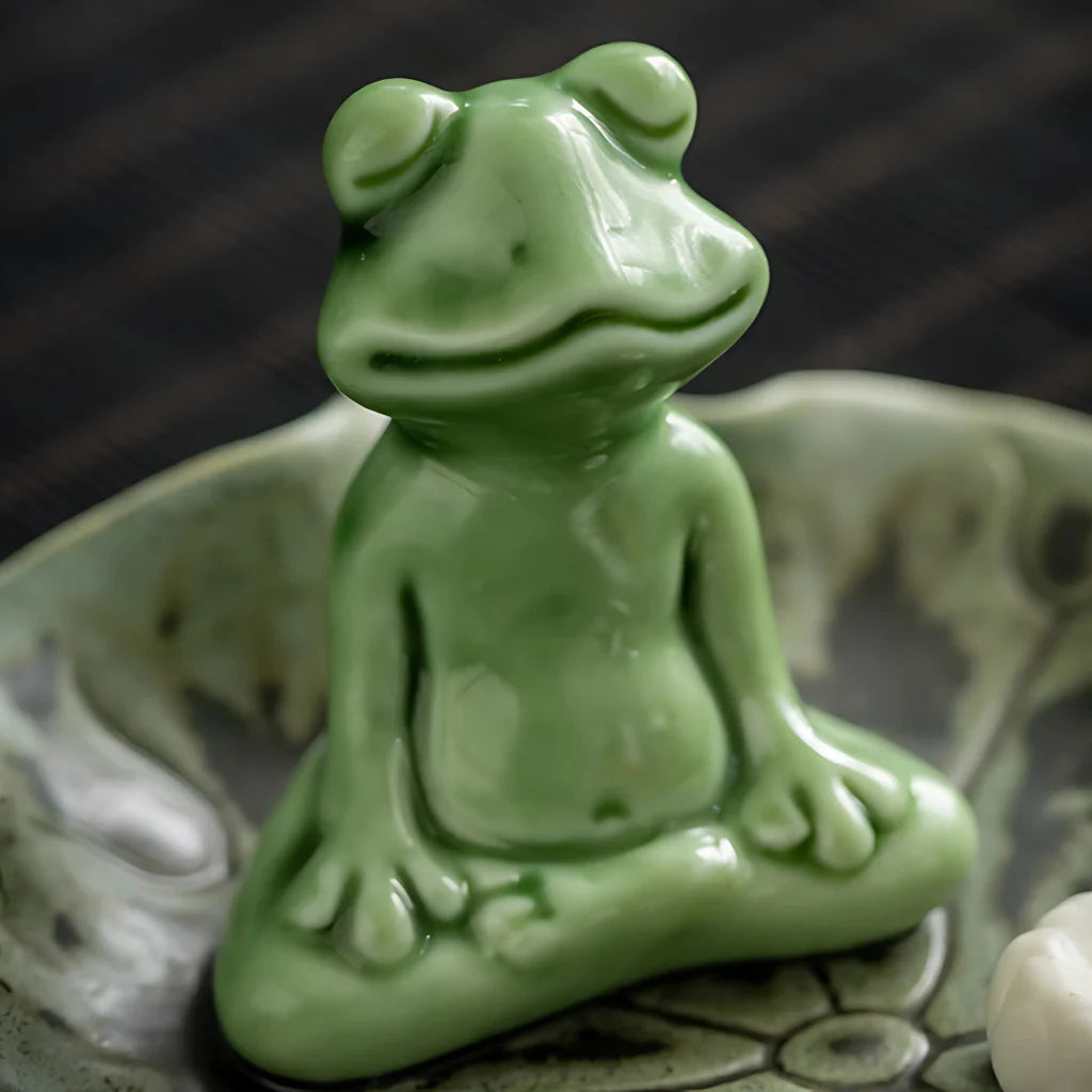 ZEN MEDITATION FROG YOGA STATUE JOSS-STICK HOLDER - Thinking Frog - yoga statue