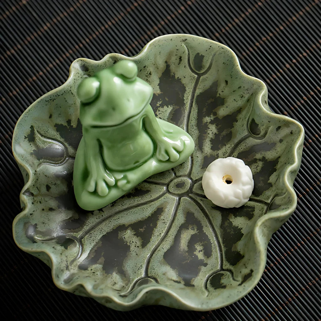 ZEN MEDITATION FROG YOGA STATUE JOSS-STICK HOLDER - Thinking Frog - yoga statue