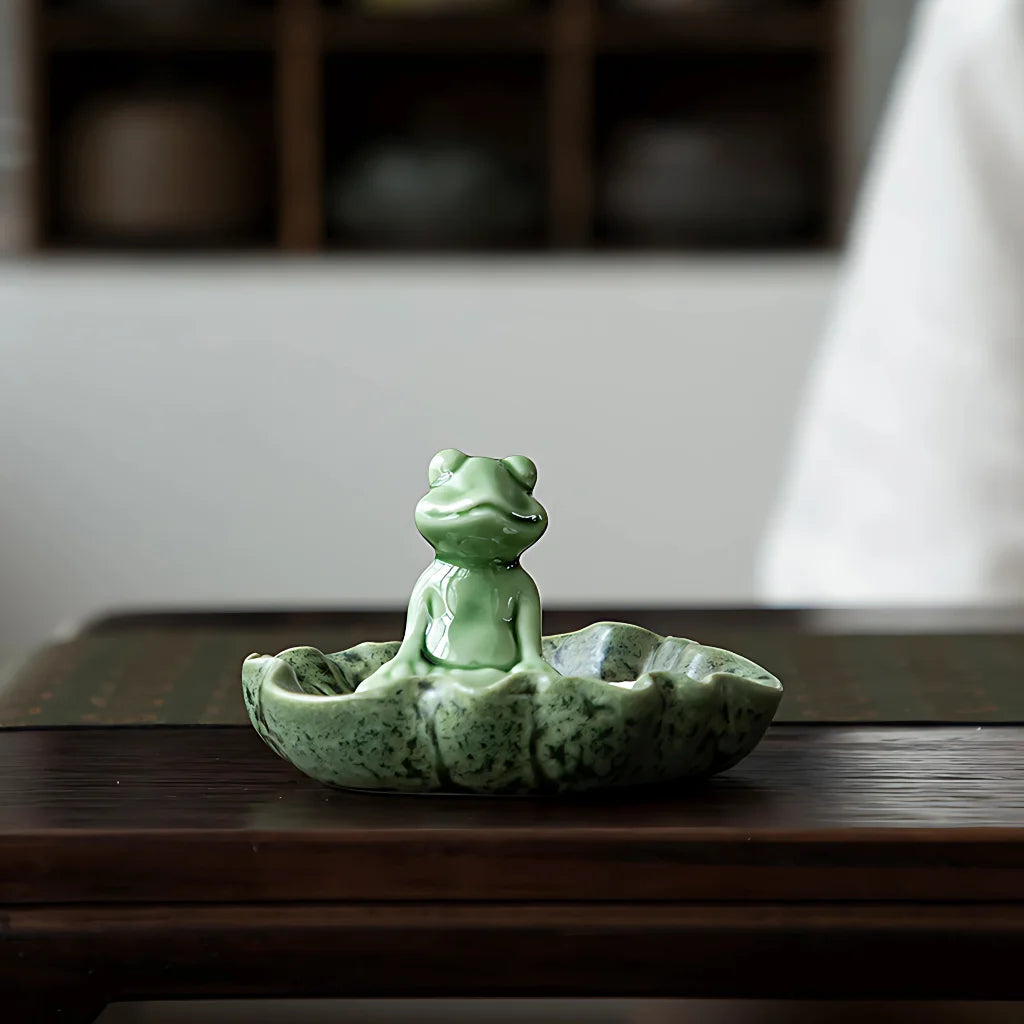 ZEN MEDITATION FROG YOGA STATUE JOSS-STICK HOLDER - Thinking Frog - yoga statue